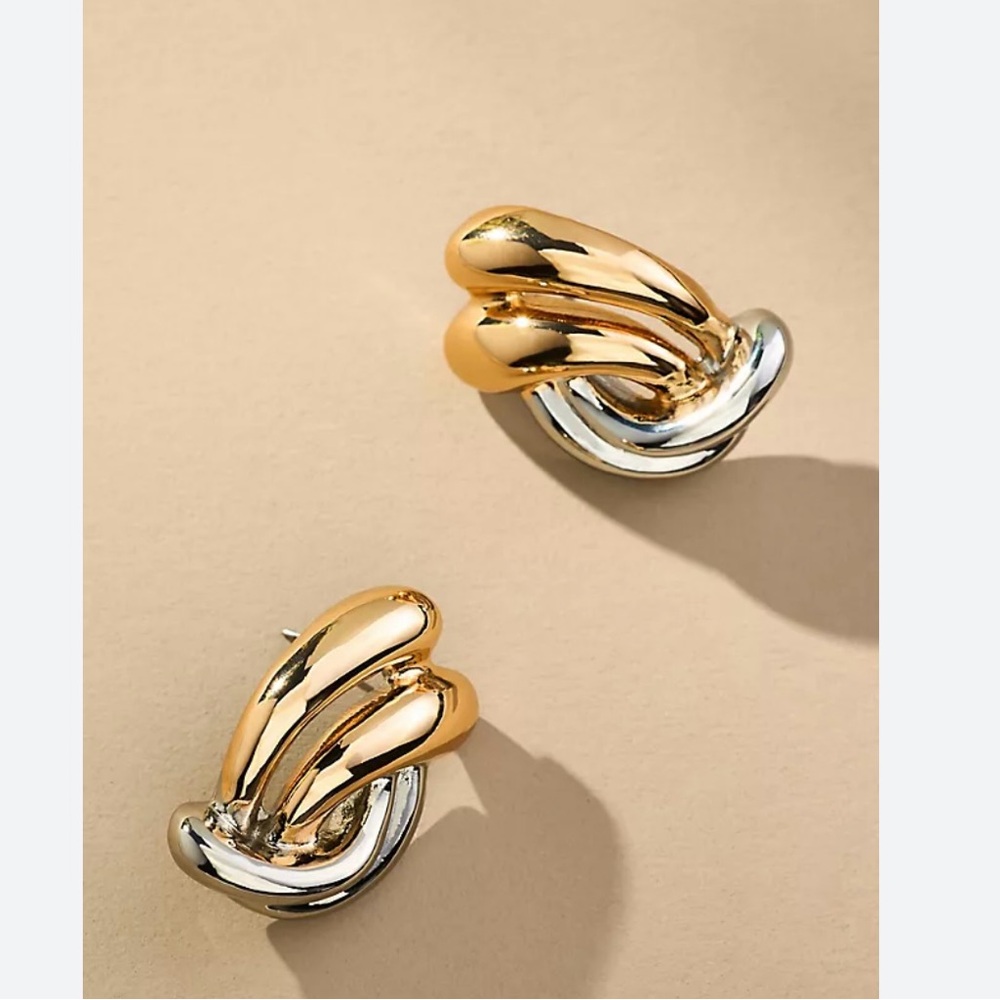 Anthropologie Mixed Metal Vintage Post Earrings